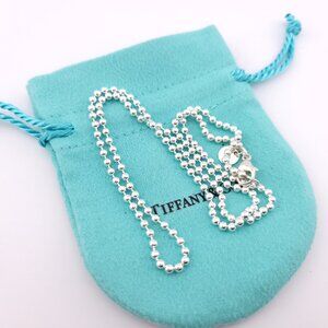 Tiffany & Co. Sterling Silver 2.5mm Ball Bead Beaded Toilet 20' inch Chain Pouch